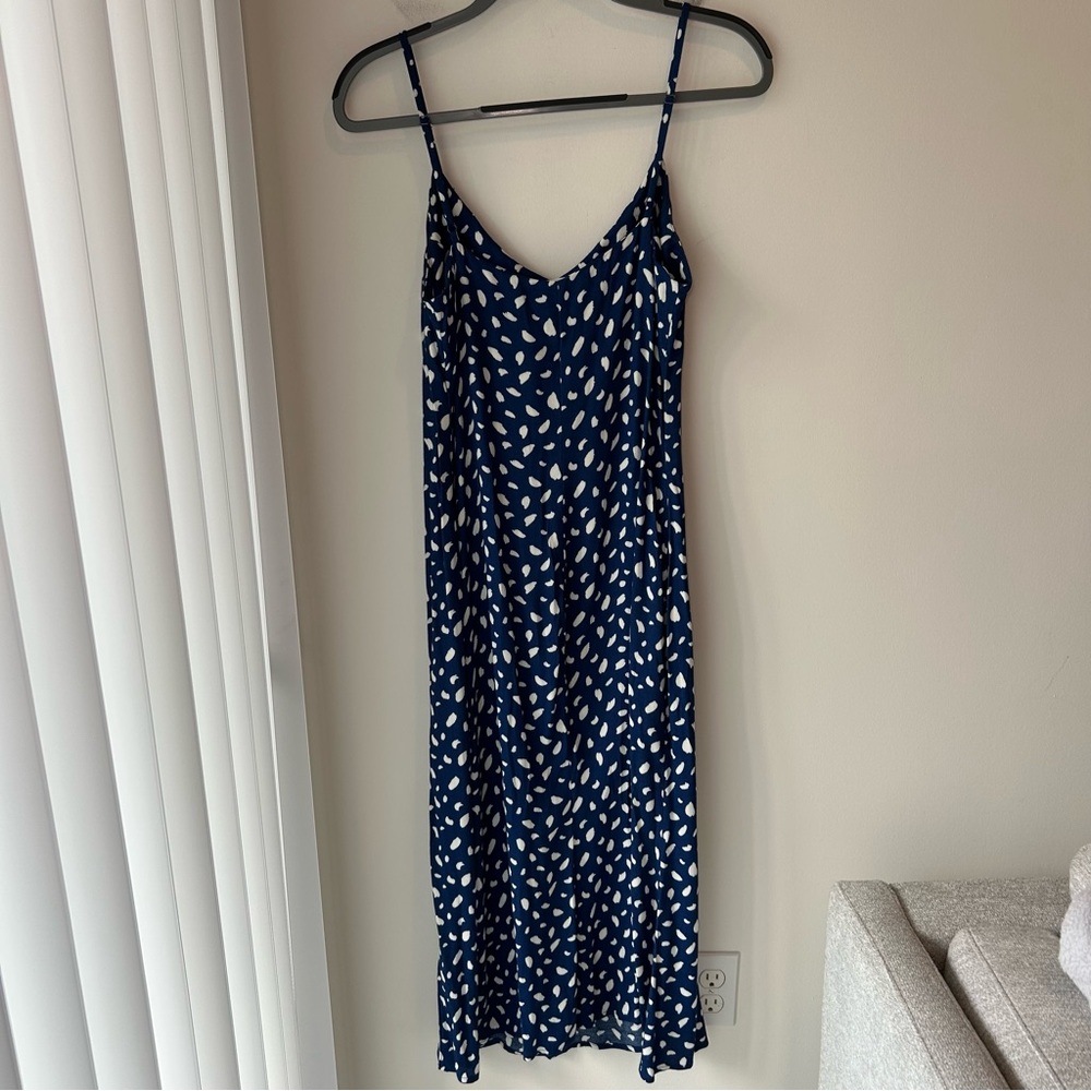 Reformation Crimini Midi Dress Navy Blue and White Print Size 6 - Picture 10 of 14